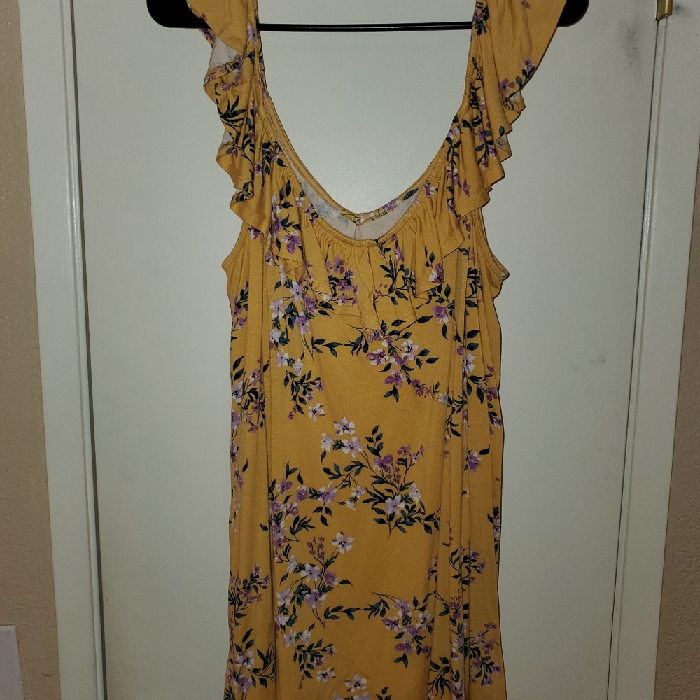 Torrid Yellow Floral Ruffle Tank, 3x